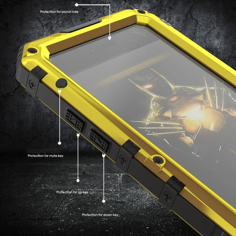 High quality IP68 submersible shockproof rugged case for iPhone 15 14 13 12 11 Pro XS Max XR 8 7 Aluminum metal case