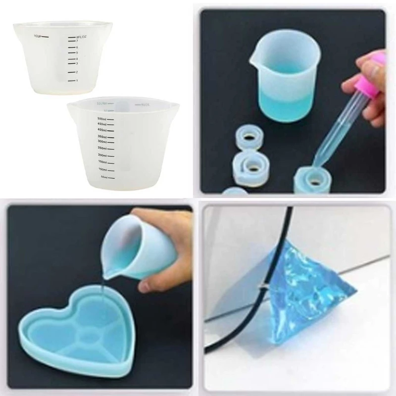 500ml & 250ml Reusable Silicone Measuring Cups Resin Mixing Cups Epoxy  Jewelry Casting Molds Acrylic Paint