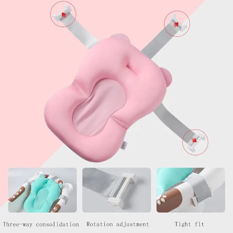 Baby Bath Support Pad Baby Shower Bath Tub Pad Non-Slip Newborn Bathtub Mat Safety Nursing Foldable Support Comfort Body Cushion Mat Pillow