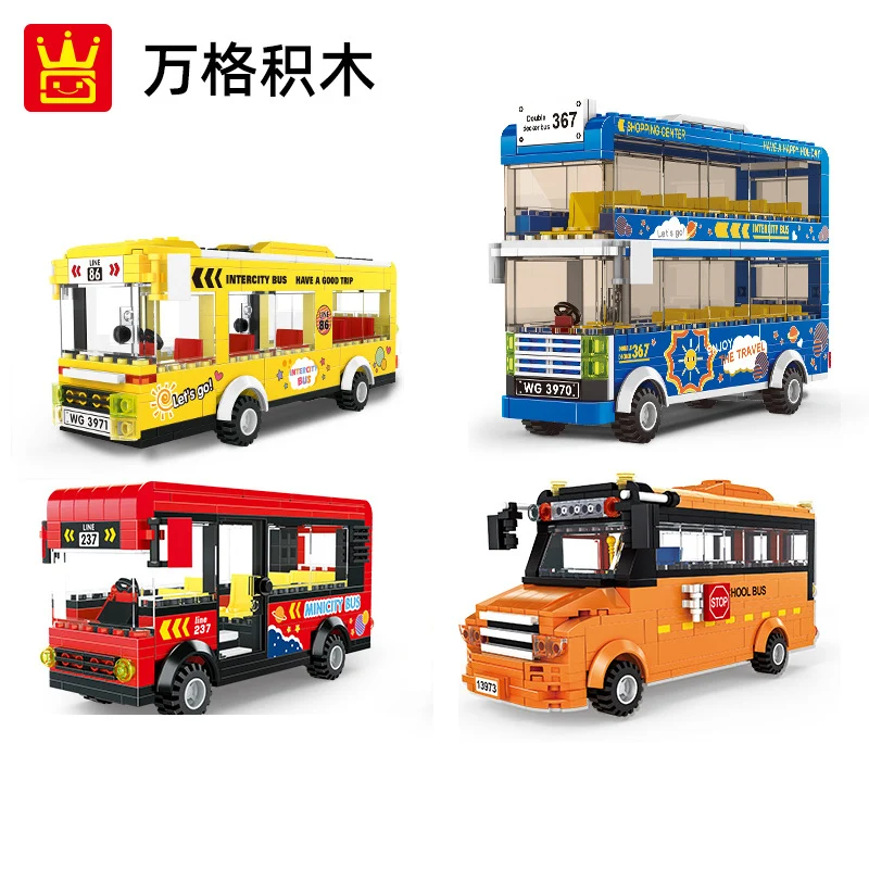 

Креативные модели автомобилей, двухслойные автобусы в сборе, строительные блоки, игрушки, городские школьные автобусы для детей, подарок