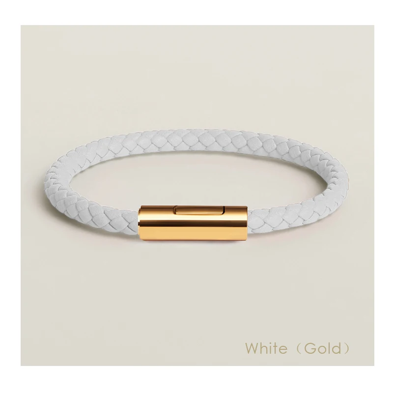 Klassisches Designer-Armband für Männer und Frauen, exquisites Armband, Edelstahl-Knopf-Lederarmband, handgewebt, weiblicher Schmuck, Geschenke, 15 Farben – Detail 10