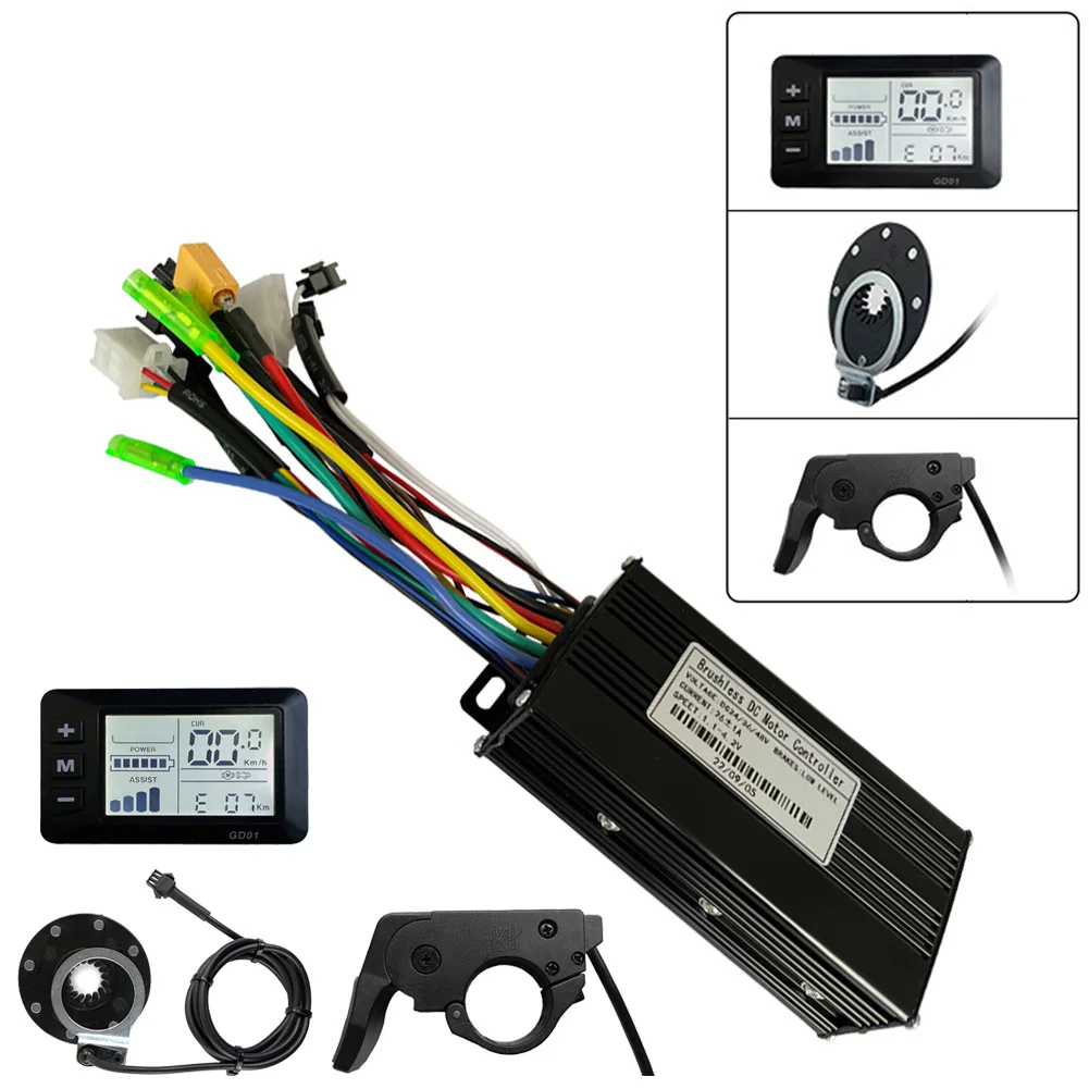 36/48V 26A Ebike Controller Sine Wave Throttle Brake Kit GD01 Display