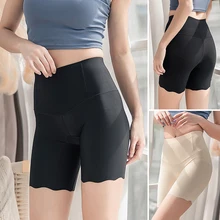 

Summer Women Ice Silk High-waisted Abdomen Shorts Legging Safety Pants Inside Cotton Material Nylon High Quality 4 Colors