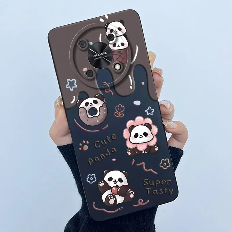 Matte Soft TPU Phone Cover with Cute Panda and Cat Design