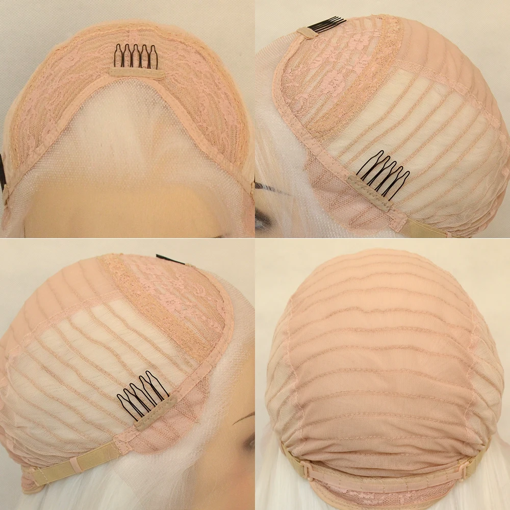 Synthetic Lace Front Wig Platinum White Loose Curly Heat Resistant Fiber Natural Hairline For Women Cosplay synthetic wig