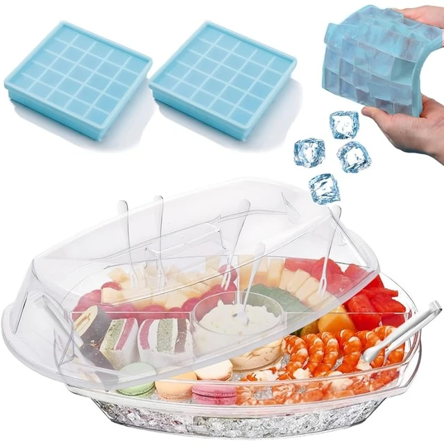 Shrimp Cocktail Serving Dish with Ice Chamber - Fruit Vegetable Platter -  Chilled Serving Trays for Parties-Clear Tray with Lid - AliExpress