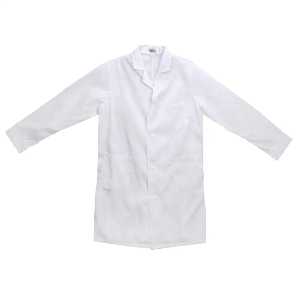 Men Unisex Scrubs White Lab Coat Uniform Doctor's Coat Food Long Sleeve