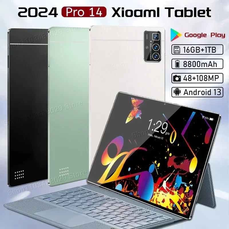 Tablet PC Original Pro 14 Android 5G Dual SIM Card or Wifi 10.1 Inch 16G+1T Global Google 8800mAh Tablette Keyboard