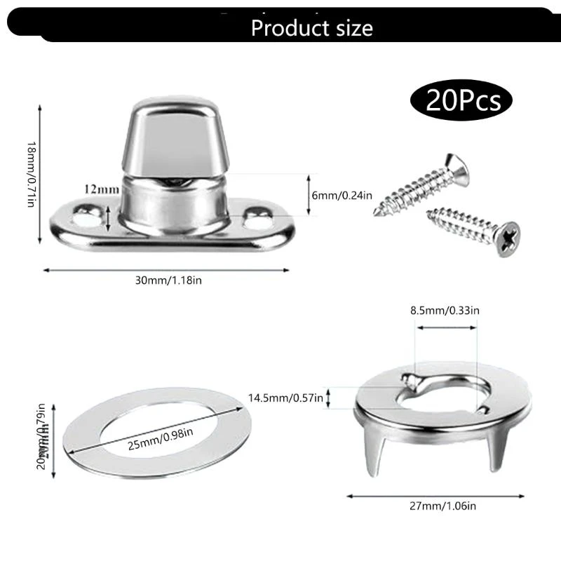 Practical Twist Lock Fasteners Set 20Pieces Including Studs and Screws For Boats Tents Awnings and Furniture Project E15D
