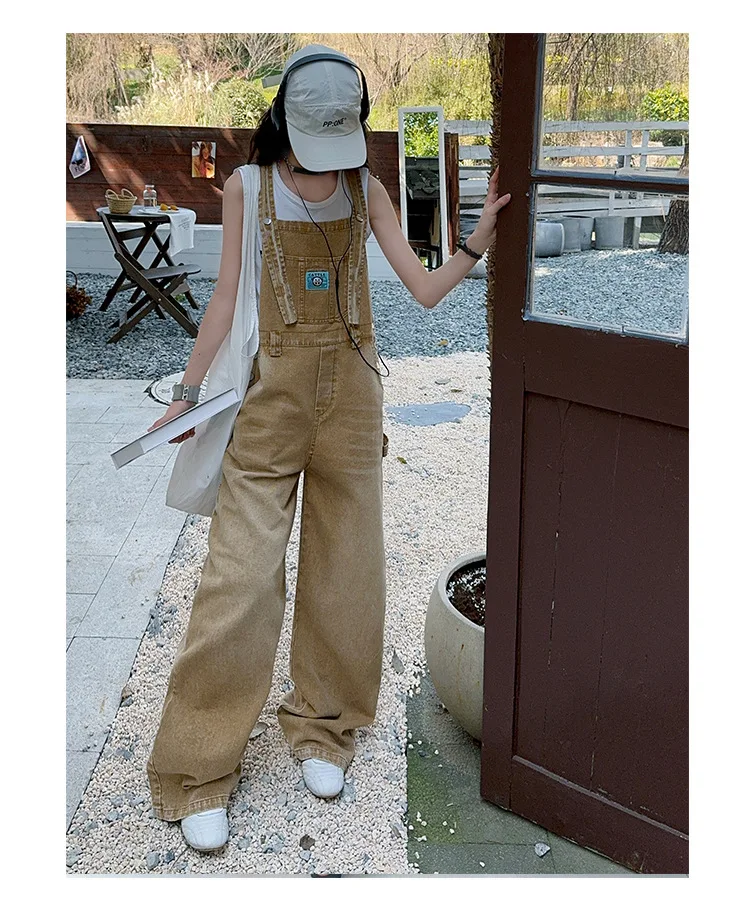summer teen girls water washed punk wide leg jumpsuit junior kids loose slimming casual Cowboy overalls 4-14 child ropa trousers