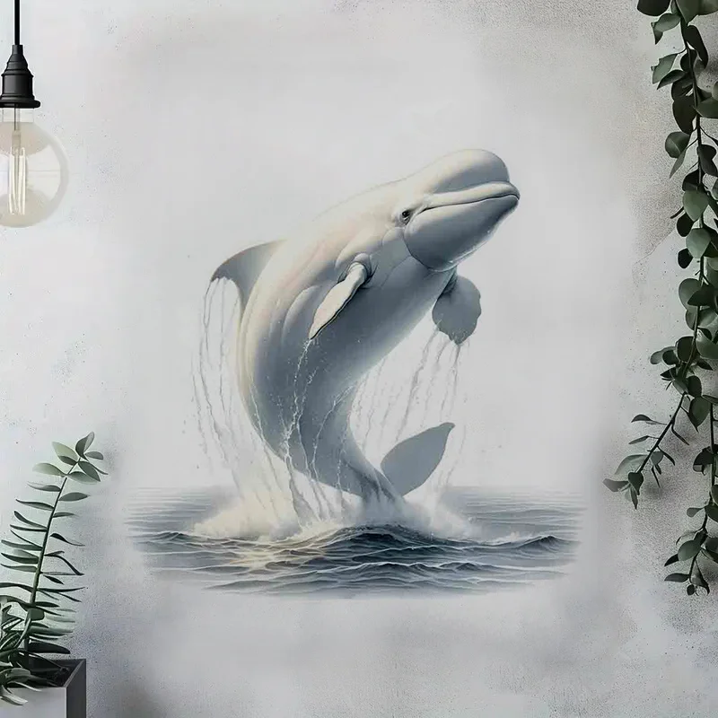 90627# Beluga Whale Wall Decal Reusable Sticker for Living Room Aesthetic Room Decoration Easy to Beautify Your Home