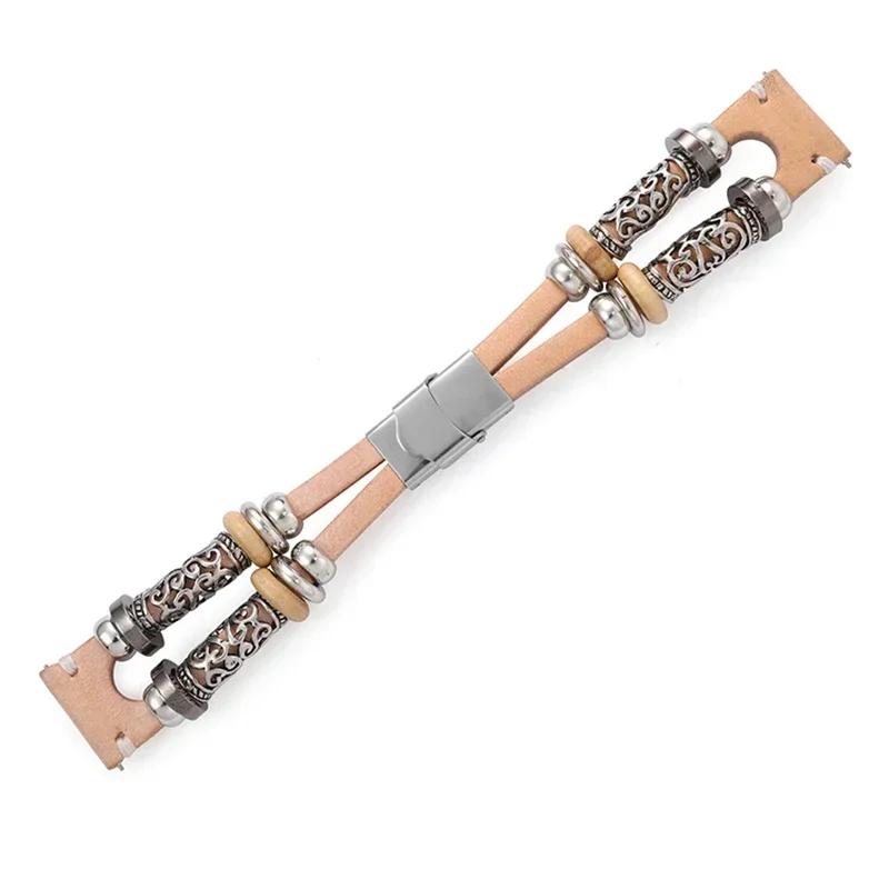 22mm Retro Leather Watch Band - Classic Style Replacement Strap