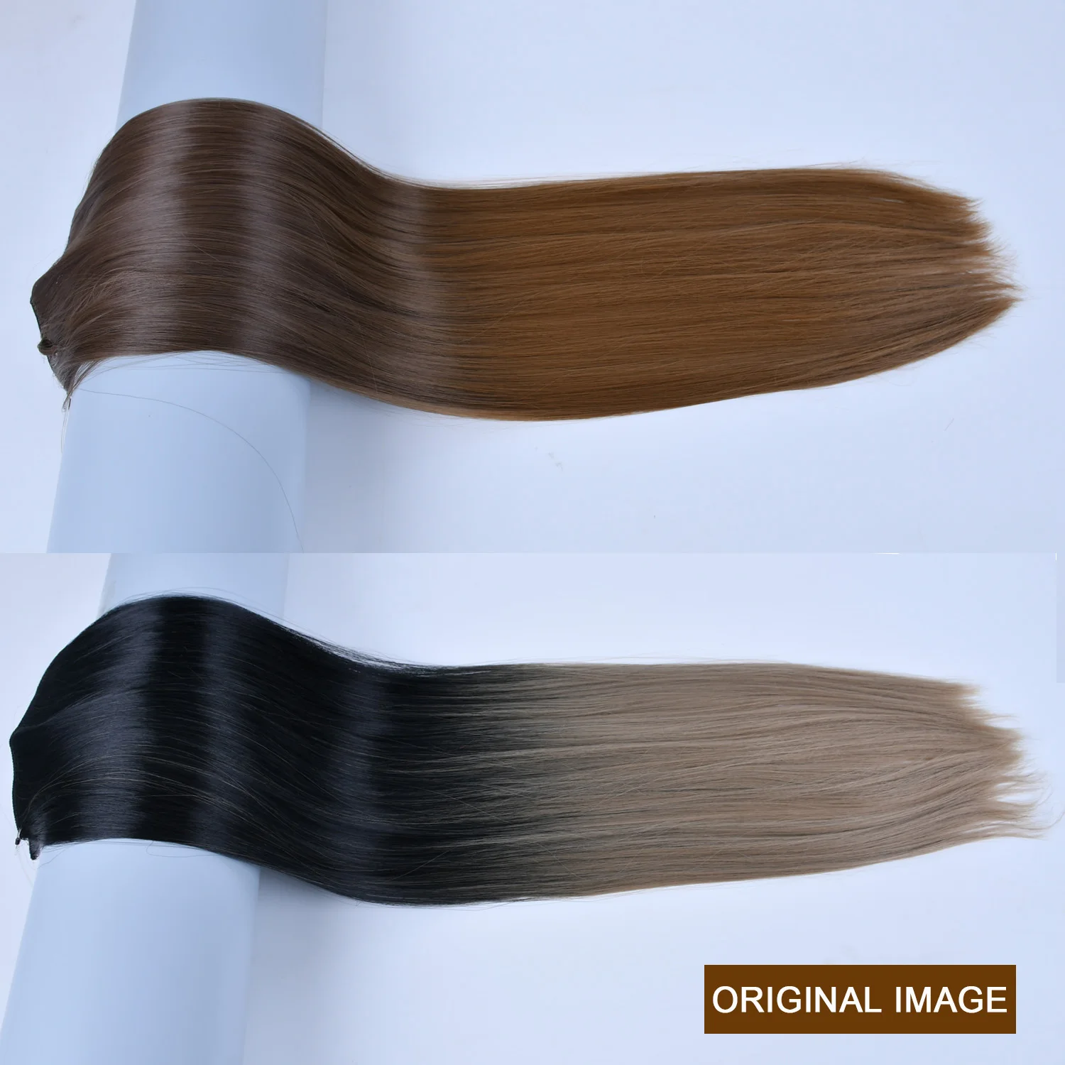Nessuna clip, nessuna colla, extension per capelli invisibili, pezzo unico, 24 pollici, lunghe, lisce, ondulate, sintetiche, resistenti al calore_voghion.com
