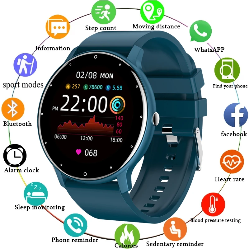 2022 Fashion Smart Watch Ladies Heart Rate Blood Pressure Multifunctional Sport Watch Men Woman Waterproof Smartwatch Women