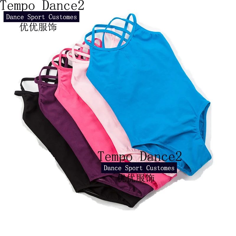 5 Color Sofe Cotton Dance Ballet Leotards For Girls Ballet Dance Dancewear Gymnastics Leotard Two Straps Dress