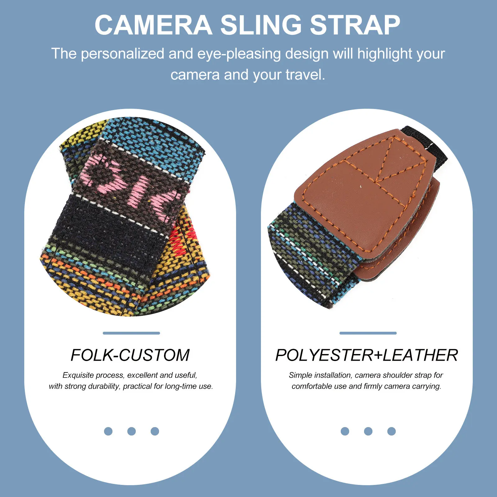 헤비 듀티 조절 가능한 카메라 숄더 스트랩, 미러리스 DSLR 카메라용 이중 레이어 엔드, 인체공학적 장시간 착용 가능