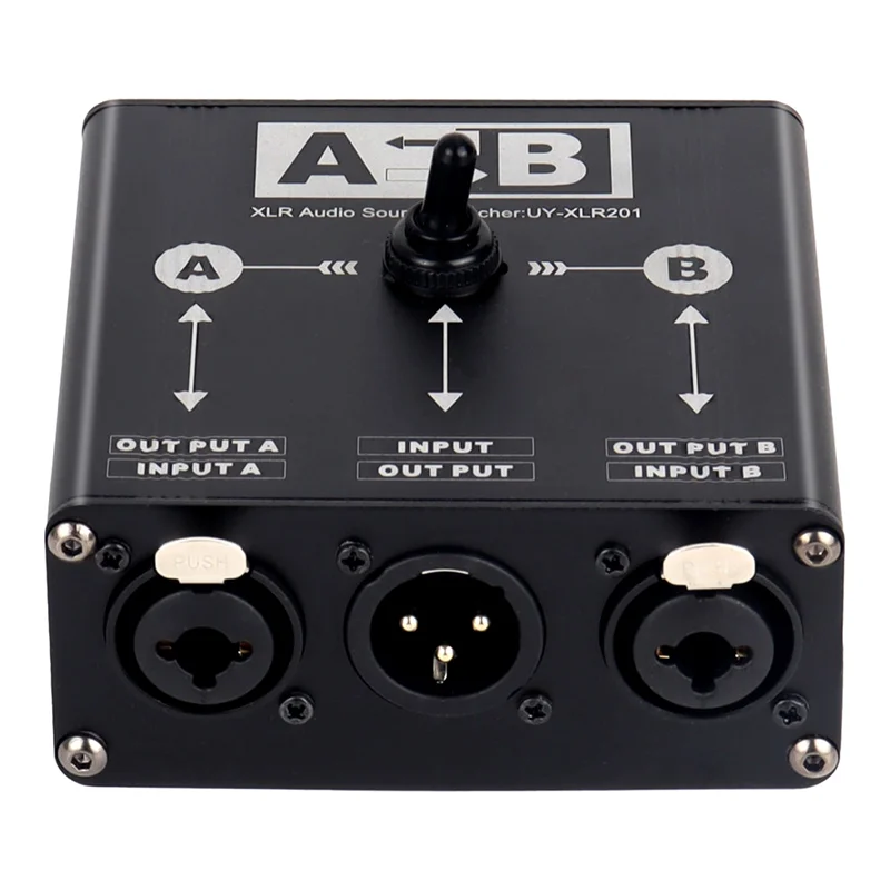 ABJF-패시브 2 In 1 Out XLR 오디오 스위처 마이크 사운드 카드 믹서용 XLR 밸런스드 오디오 스위처 박스