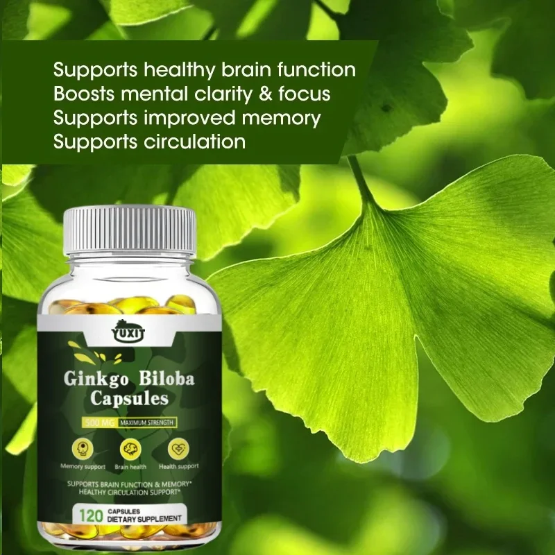 YUXIT Organic Nutricost Ginkgo Biloba 500mg Extra Strength Ginkgo Biloba Extract Gluten Free 120 Capsules