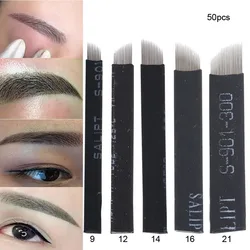 50pcs Disposable Microblading Blade Tattoo Needles Semi Permanent Makeup Eyebrow Tattoo Manual Rotary Pen Needles Blade Supplies