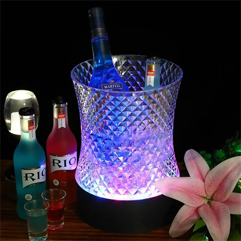 Waterproof Acrylic LED Ice Bucket Light Up Champagne Beer Wine Bucket Holder Bars Nightclubs Bars Nightclub Bar Party Decor