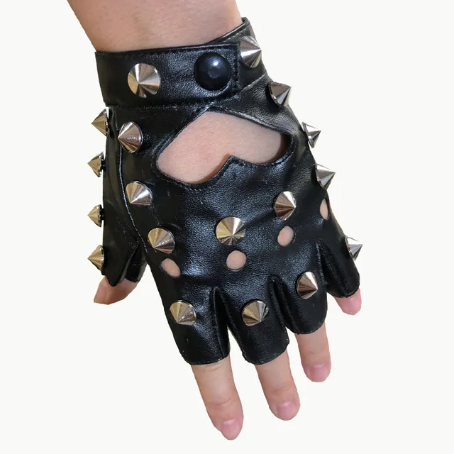 Rockstar Gloves Mens Leather Spike Stud Punk Rocker Driving