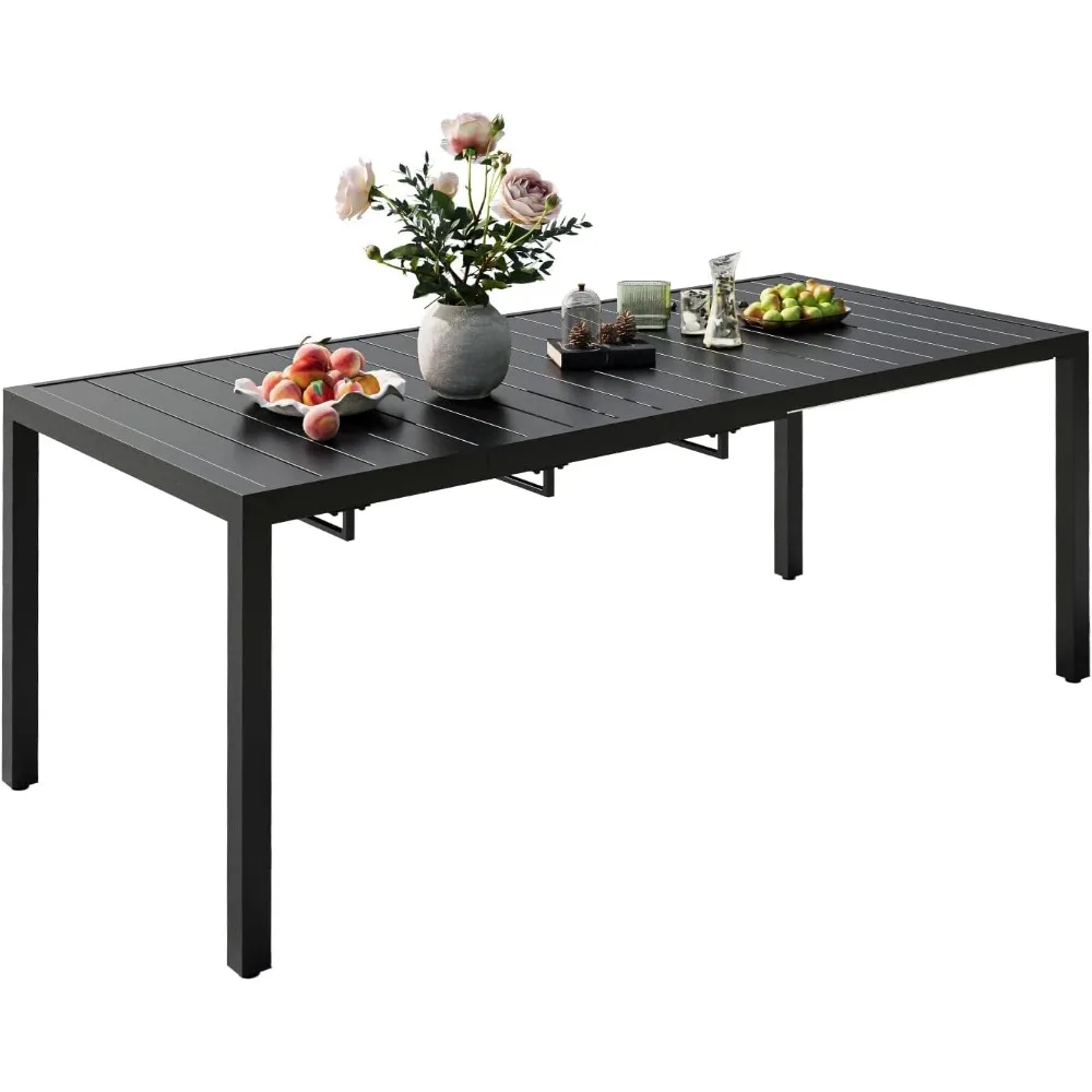

2024 Nwe расширяемый стол на 4/6/8 человек, 78,7 дюймов, прямоугольный металлический обеденный стол для сада, лужайки