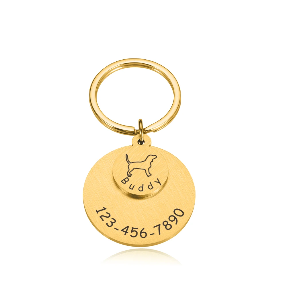 Personalized Pet ID Tags I AM MICRO CHIPPED Anti-lost Engraved Pets ID Name Plate for Cats Puppy Dog Collar Tag Pendant Keyring 