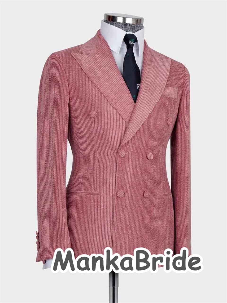 Classic Velvet Winter/Autunm Men's Suit Double Breasted Groomsman Tuxedo 2pcs Business Wear Male Formal Party Suits