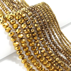 Sparkling Crystal Faceted Rondelle Beads for DIY Crafts and Handmade Accessories (Gold)