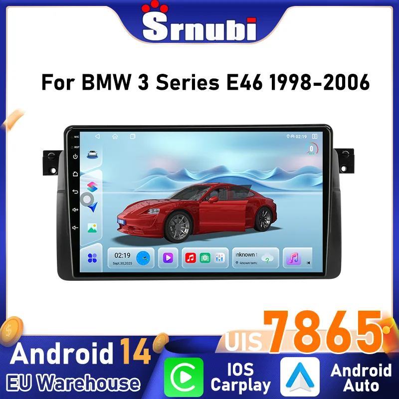 Radio para coche Srnubi 2 Din, reproductor Multimedia con navegación GPS, Android Auto, pantalla táctil QLED UIS7865, 8 núcleos, Bluetooth 5,4, DSP para BMW E46 M3 X5 1998 - 2006 1