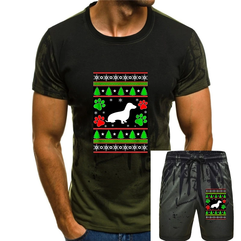 

Подарок уродливый Рождество Такса мама влюбленные футболки-Мужская Футболка-черный