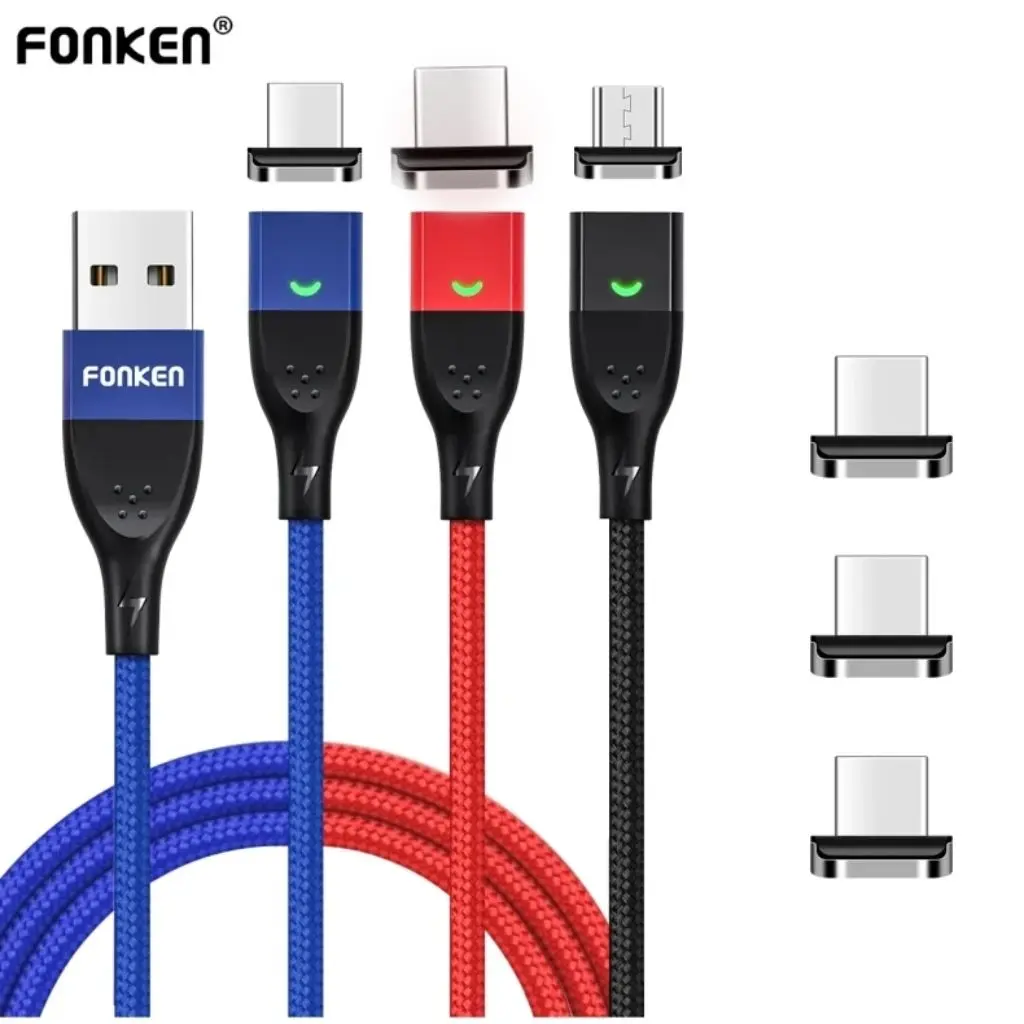 FONKEN Magnetic Cable Micro USB Type C Charging Cables Charger For realme Samsung Huawei Xiaomi Quick Charge charging cable