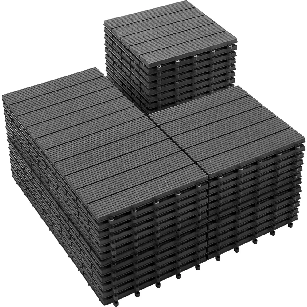 Plastic Interlocking Patio Deck Tiles 12" x 12" Waterproof Indoor Outdoor Flooring Patio Floor Decking 54 PCS