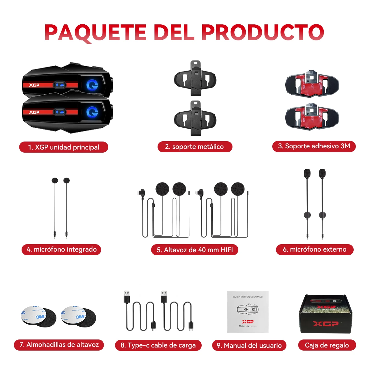 Motorrad Intercom Headset Bluetooth Wasserdicht Für 2 Fahrer_voghion.com