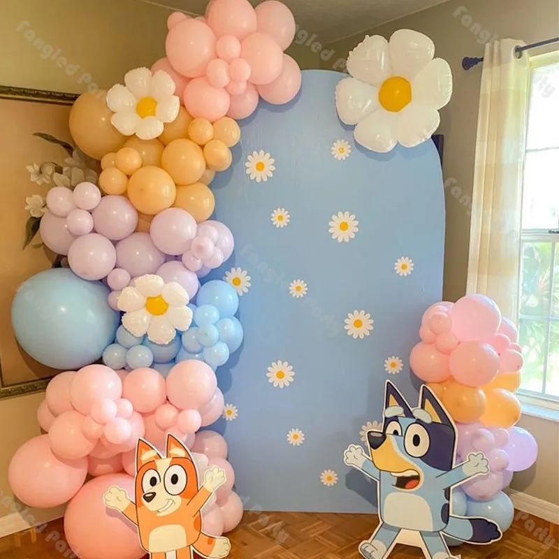 

102pcs Two Groovy Balloon Arch Cream Peach Pink Blue Daisy Balloons Baby Shower 1st Birthday Gender Reveal Wedding Decorations