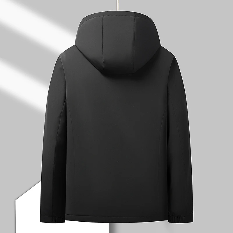 Men Black Navy Down Puffer Parkas With Hood Detachable Design Thermal Fabric Light Weight Puff Basic Coat Winter OOTD Outerwear