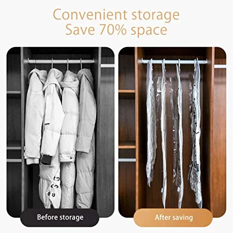 1pc Closet Hanging Organizer Vacuum Bag For Clothes Storage Bag With Hanger Space  Saving Clear Seal Bags Wardrobe Compressed Bag - Storage Bags - AliExpress