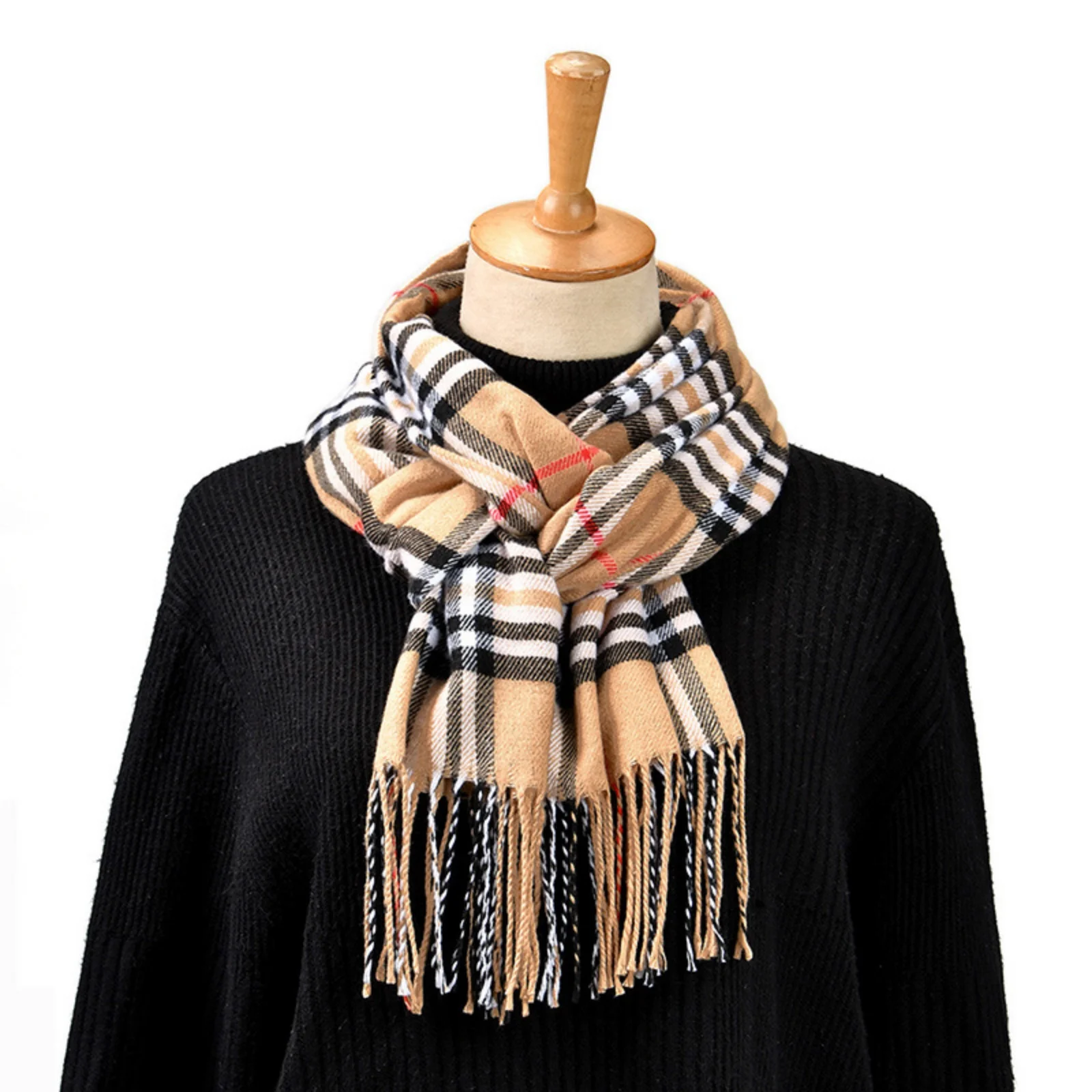 1PCPlaid Scarf Tassel Design Classic Checked Pattern Soft Warm Winter Fashion Accessory For Women Elegant Large Scarf Shawl Wrap