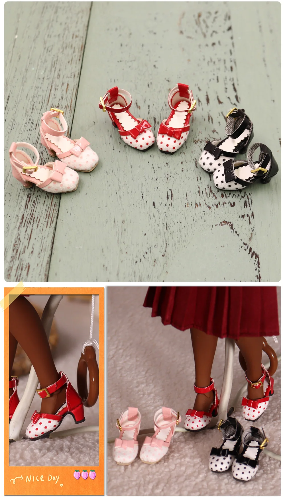 Schuhe für Blyth Puppe Mary Jane Schuhe geeignet für 1/6 BJD 30cm Anime Girl OB24 – Detail 1