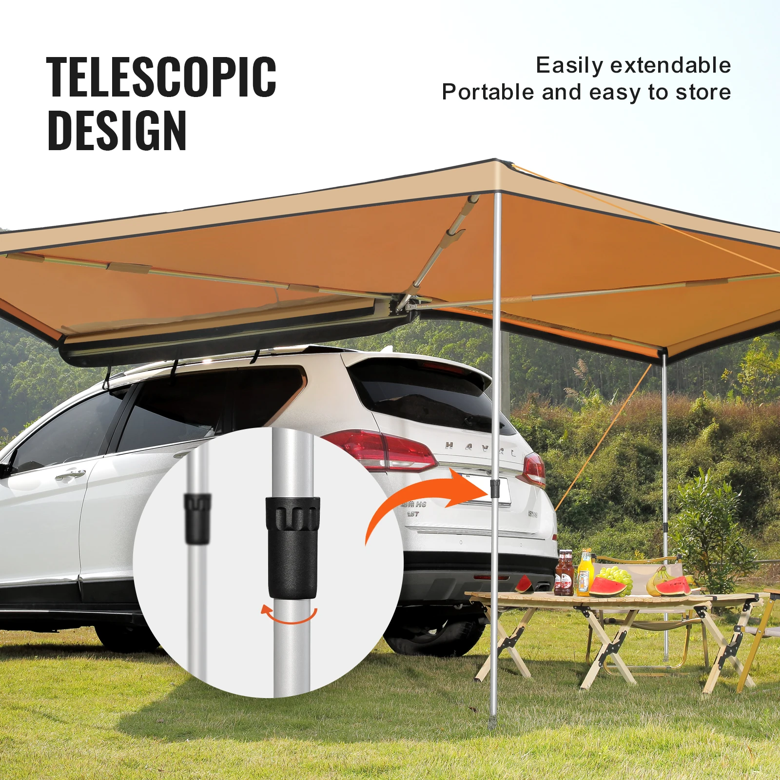Vehicle Awning Retractable Car Side Awning Waterproof Storage Bag Suitable For Truck SUV Van Campers