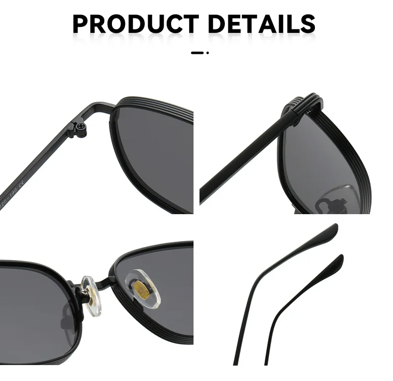 SHAUNA Mode Metall Retro Kleine Rechteck Sonnenbrille Trend Männer Gradient Shades UV400 Sonnenbrille – Detail 4