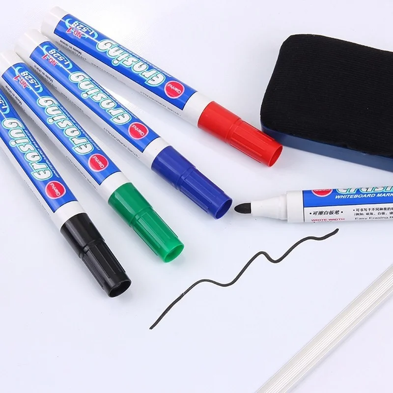 1 Set School Classroom Supplies Magnetic Erasable Whiteboard Pens Markers  Dry Eraser Pages Children's Drawing Pen Board Markers - AliExpress