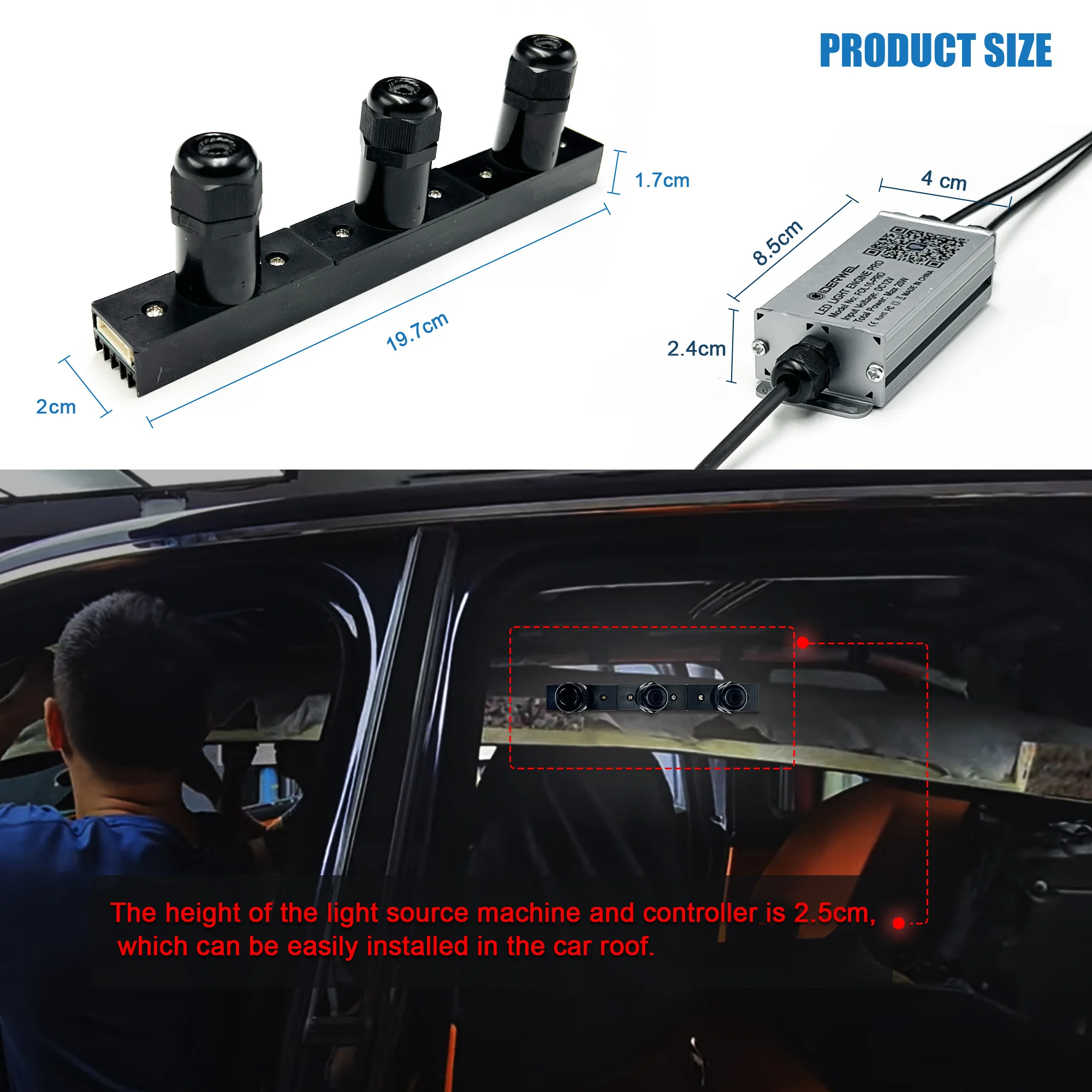 Car LED Fiber Small Style Light Machine Twinkle Starry Sky Effect Ceiling RGBW Lighting Bluetooth APP with Musice and RF Control