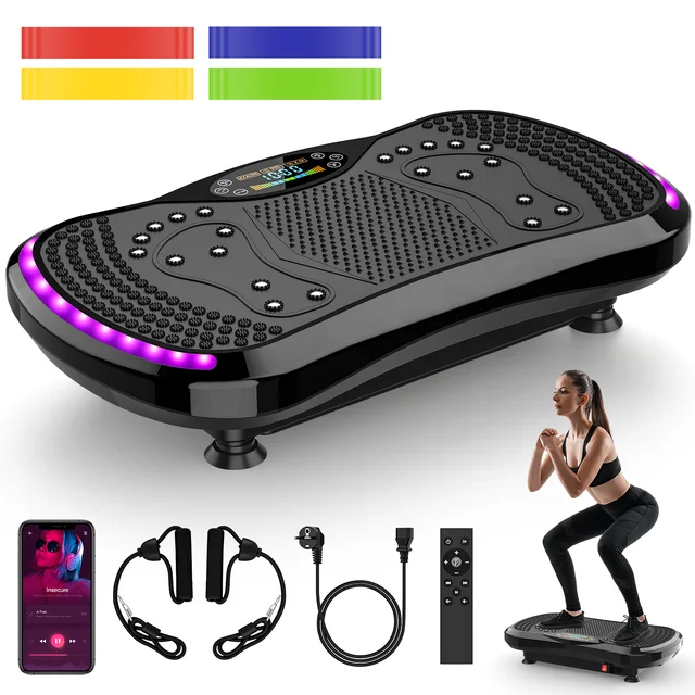 200KG Vibration Plate, 9 Muscle Stimulation Programs, Built-in Bluetooth Speaker - Home Body Workout Machine 1