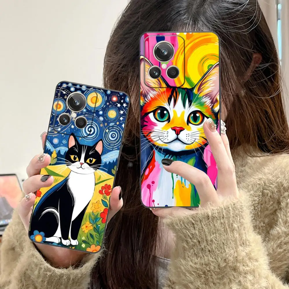 Charming Cat Design Matte TPU Phone Case with Colorful Printing