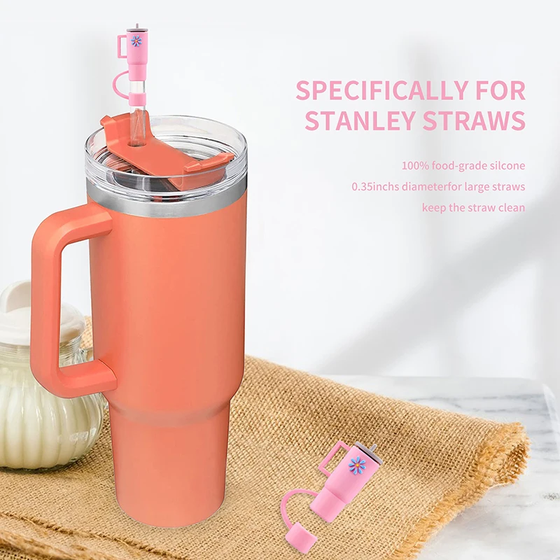 4Pcs Straw Cover Cap fit with Stanley Cup, Silicone Straw Stopper