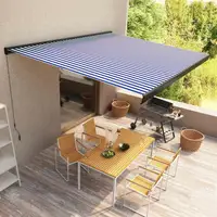 Manual Blue & White Cassette Awning 500 x 300 cm for Outdoor Patio Shade 1