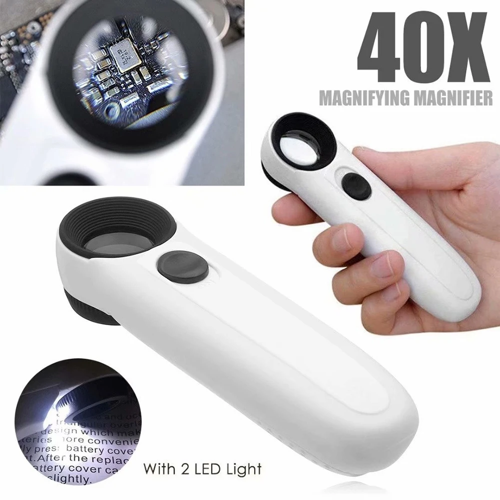 Jewelry Magnifier Jewelry Magnifying Glass Magnifying Glass Soldering Magnifier Soldering Repair Magnifier Magnifying Glass Lamp 40x 3.5mm LED Light Magnifying Glass Loupe Handheld Microscope Magnifier Illuminated lamp For Circuit Boards Hallmarks Jewelry