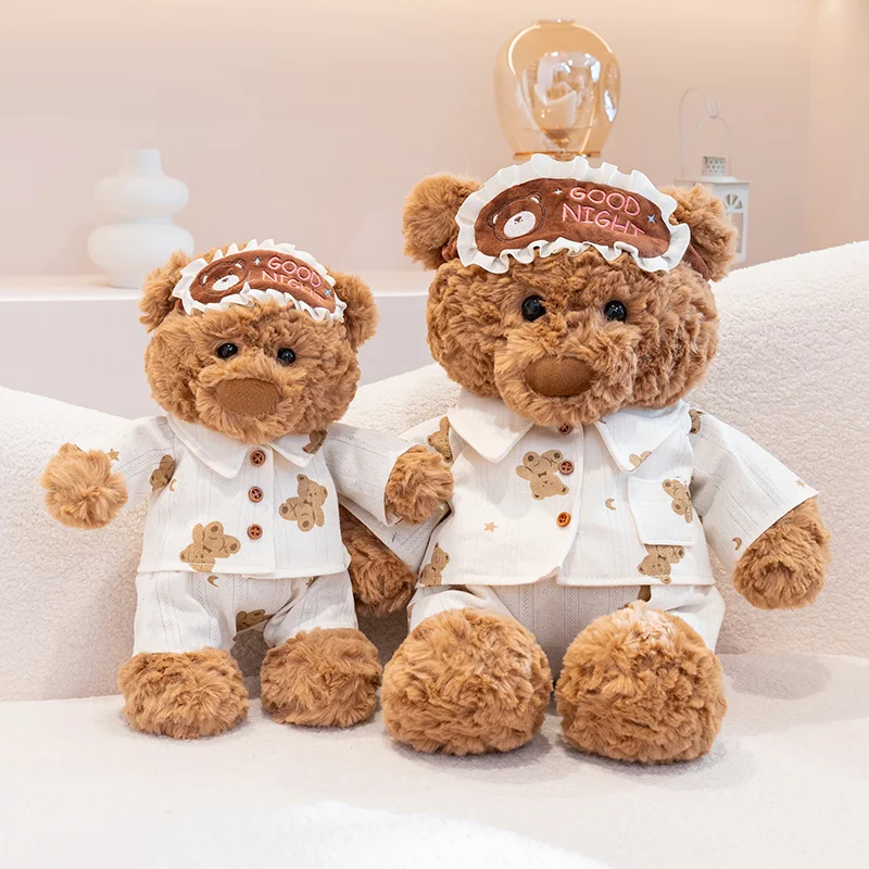 New Kawaii Pajama Bear Plush Toy High Quality Ryan Teddy Bear Wear Eye Masks And Pajamas Soft Stuffed Accompany Kids Sleeping