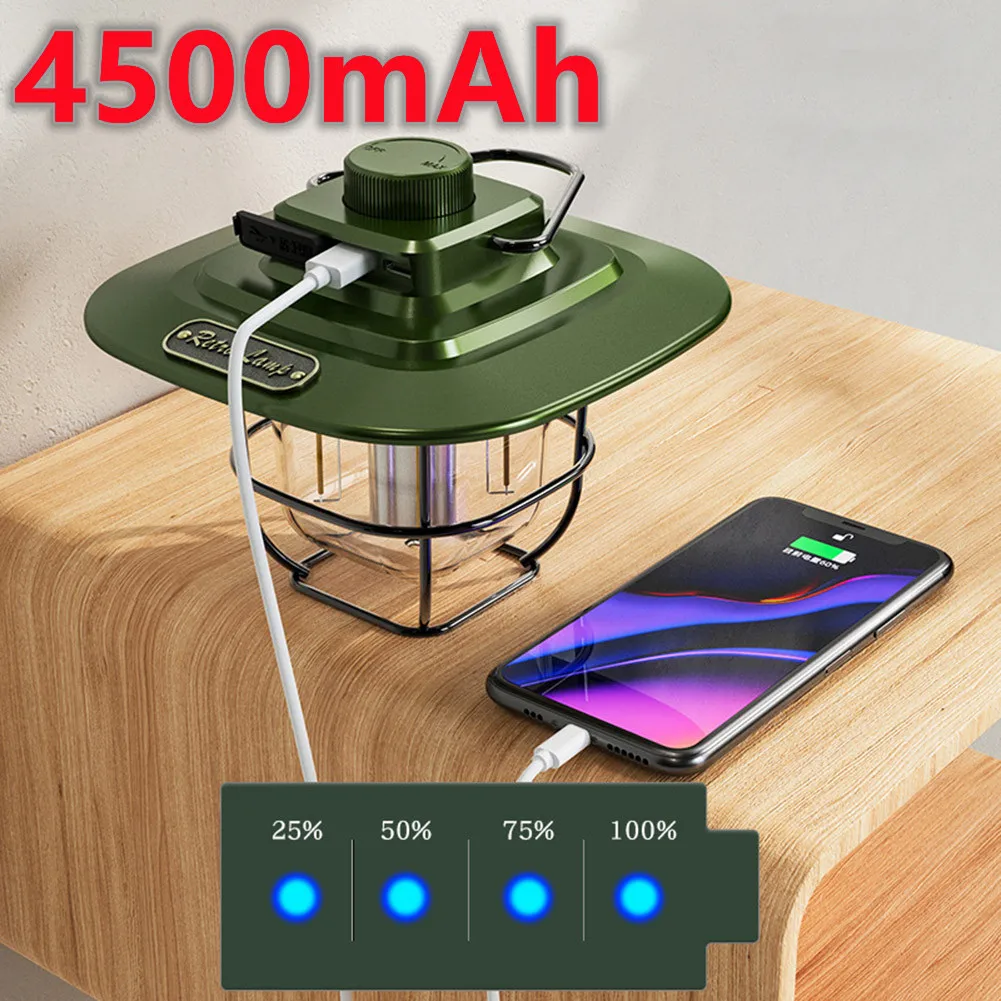 4500mAh 충전식 Led 캠핑 휴대용 랜턴 라이트 야외 방수 레트로 텐트 램프, 낚시 여행 조명 장비| | - AliExpress